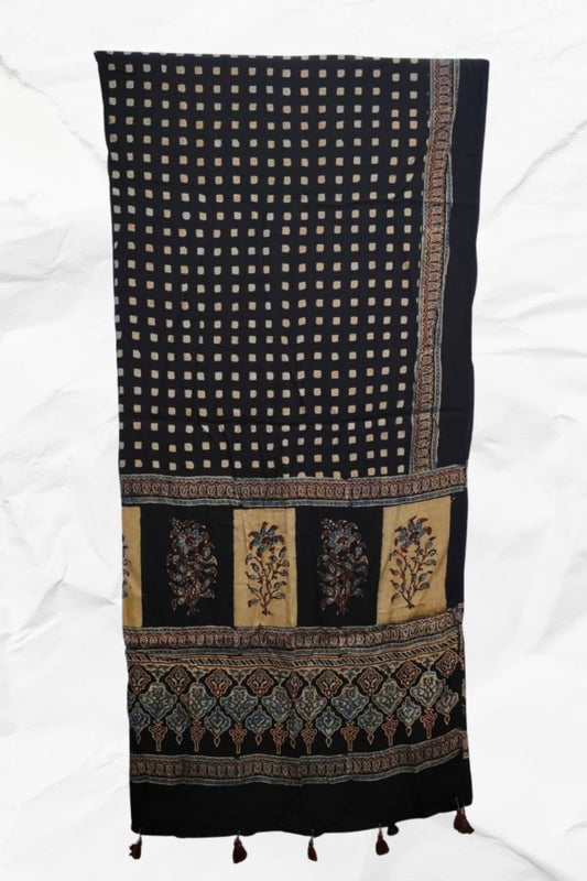 Dupatta with Ajrakh Print on Modal silk
