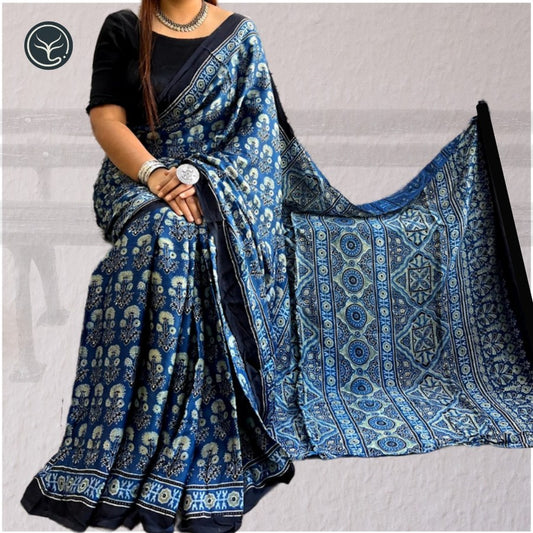 DESIGNER AJRAKH IN MODAL SILK (MD-AJ-KD-76) - BLOCK PRINTED