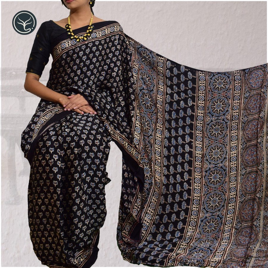 DESIGNER AJRAKH IN MODAL SILK (MD-AJ-KD-80) - BLOCK PRINTED