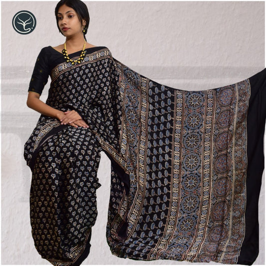 DESIGNER AJRAKH IN MODAL SILK (MD-AJ-KD-80) - BLOCK PRINTED