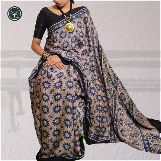 DESIGNER AJRAKH IN MODAL SILK (MD-AJ-KD-81) - BLOCK PRINTED