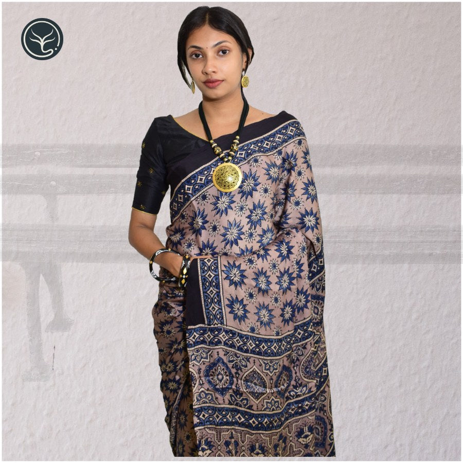 DESIGNER AJRAKH IN MODAL SILK (MD-AJ-KD-81) - BLOCK PRINTED