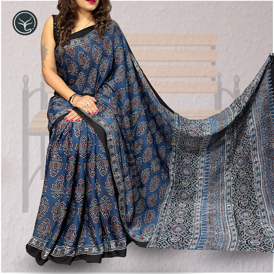 DESIGNER AJRAKH IN MODAL SILK - BLOCK PRINTED (VSK-04)