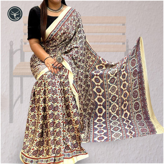 DESIGNER AJRAKH IN MODAL SILK (MD-AJ-ALF-27) - BLOCK PRINTED