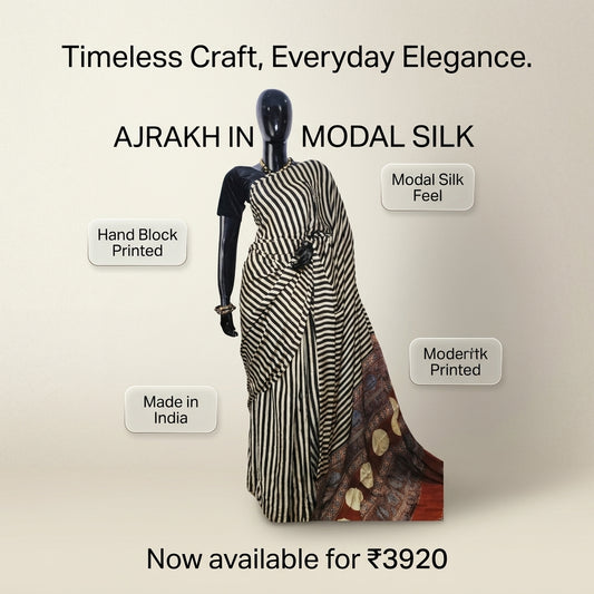 AJRAKH IN MODAL SILK (MD-AJ-KD-125 - Maroon) - BLOCK PRINTED