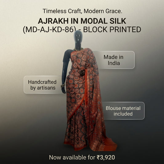 AJRAKH IN MODAL SILK (MD-AJ-KD-86) - BLOCK PRINTED