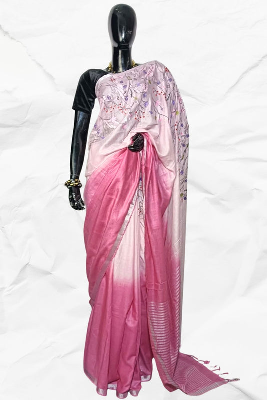 LINEN COTTON EMBROIDERY SAREE - SPRING COLLECTION