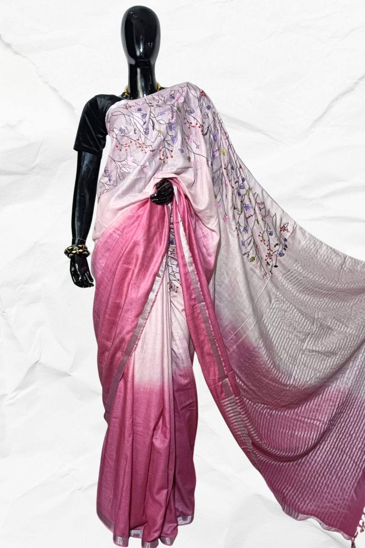 LINEN COTTON EMBROIDERY SAREE - SPRING COLLECTION