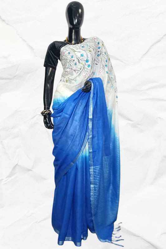 LINEN COTTON EMBROIDERY SAREE - SPRING COLLECTION