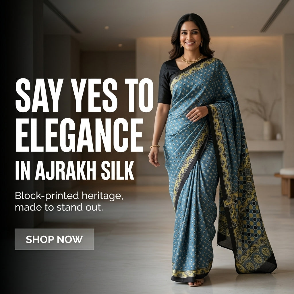 DESIGNER AJRAKH IN MODAL SILK (MD-AJ-KD-67) - BLOCK PRINTED