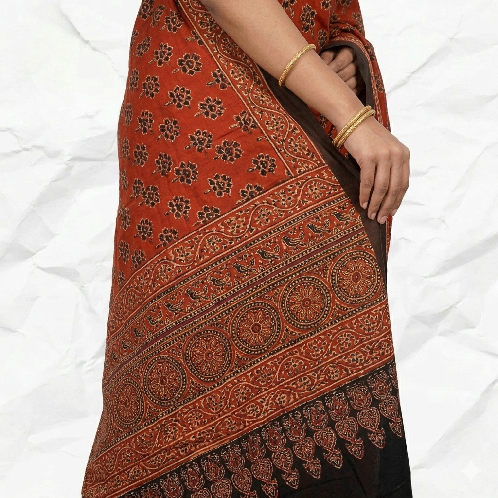 DESIGNER AJRAKH IN MODAL SILK (MD-AJ-KD-68) - BLOCK PRINTED