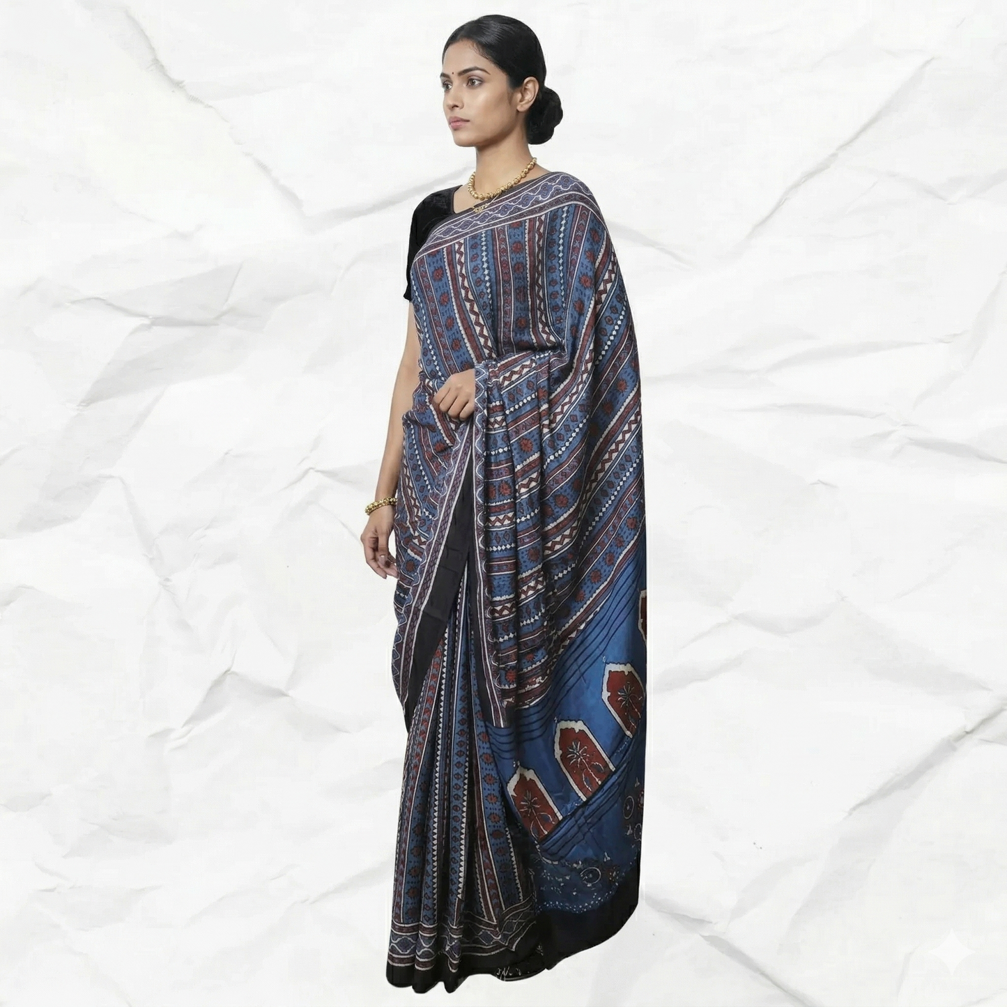 AJRAKH IN MODAL SILK (MD-AJ-KD-101) - BLOCK PRINTED