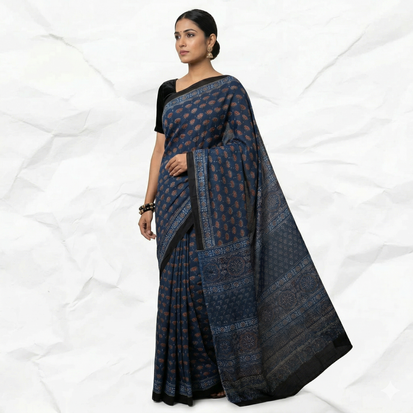 AJRAKH IN MODAL SILK (MD-AJ-KD-02) - BLOCK PRINTED