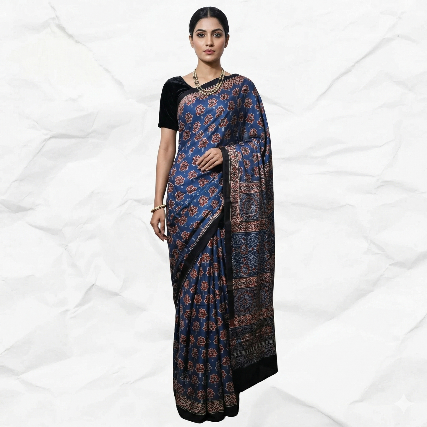 AJRAKH IN MODAL SILK (MD-AJ-KD-56) - BLOCK PRINTED