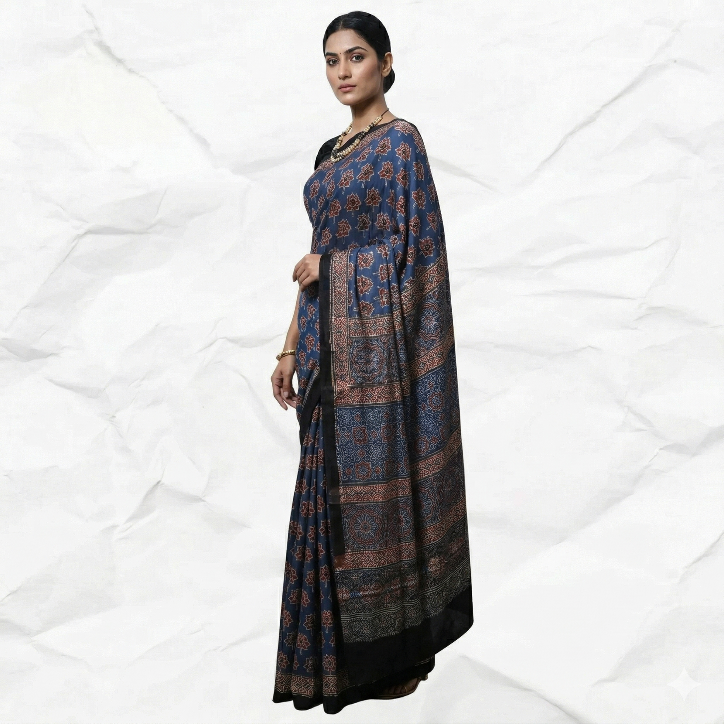 AJRAKH IN MODAL SILK (MD-AJ-KD-56) - BLOCK PRINTED