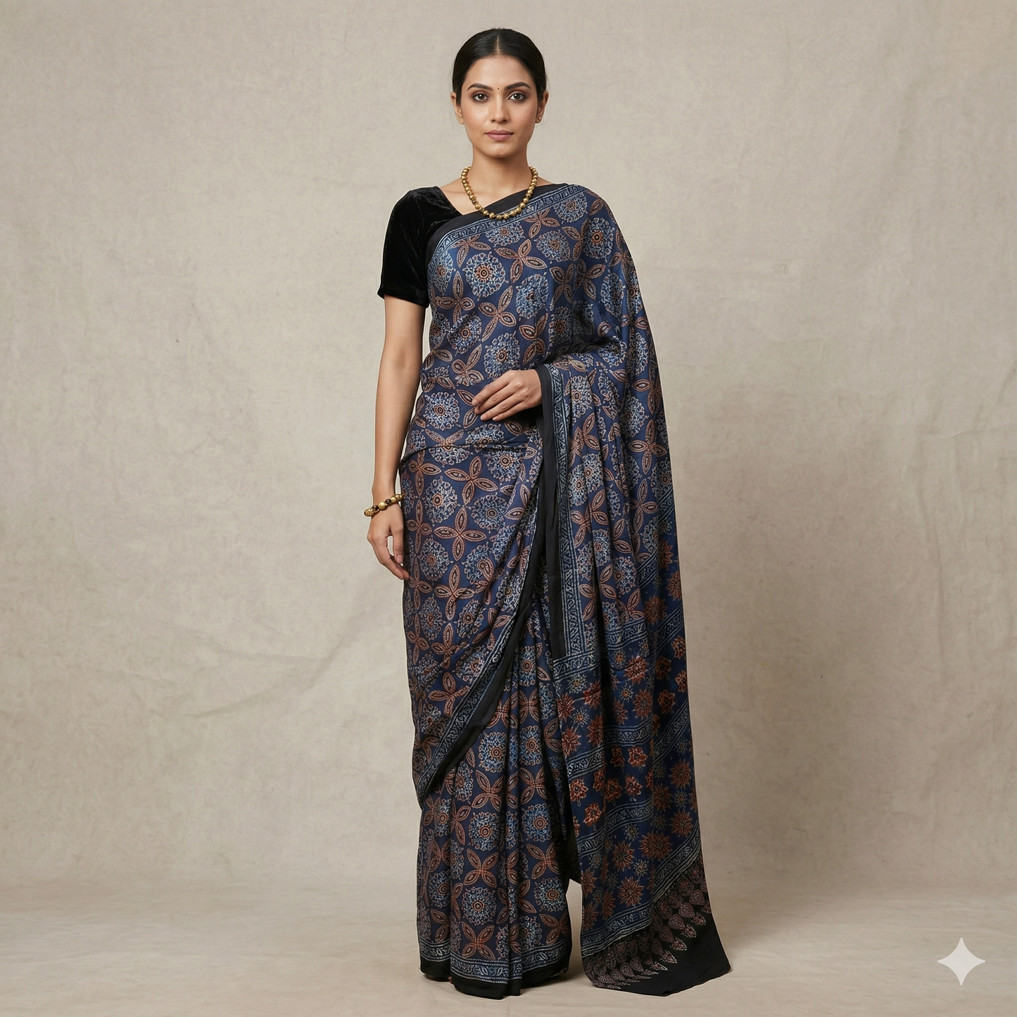 AJRAKH IN MODAL SILK (MD-AJ-KD-14) - BLOCK PRINTED