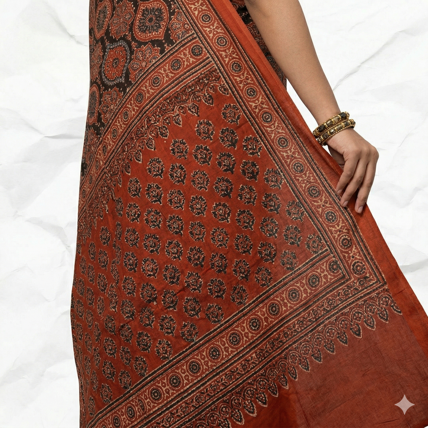 AJRAKH IN MODAL SILK (MD-AJ-KD-86) - BLOCK PRINTED