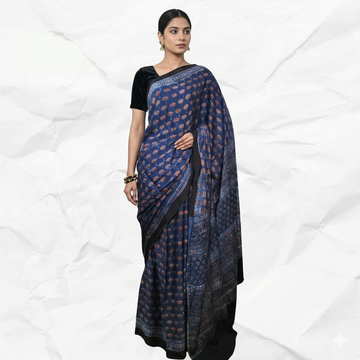 AJRAKH IN MODAL SILK (MD-AJ-KD-02) - BLOCK PRINTED