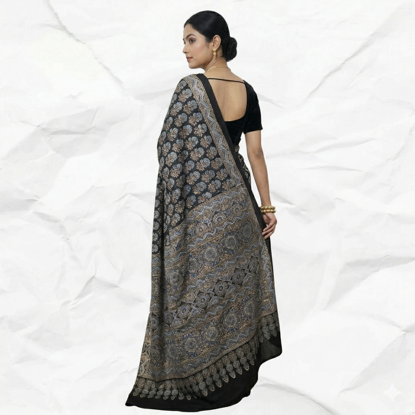 AJRAKH IN MODAL SILK (MD-AJ-KD-32) - BLOCK PRINTED