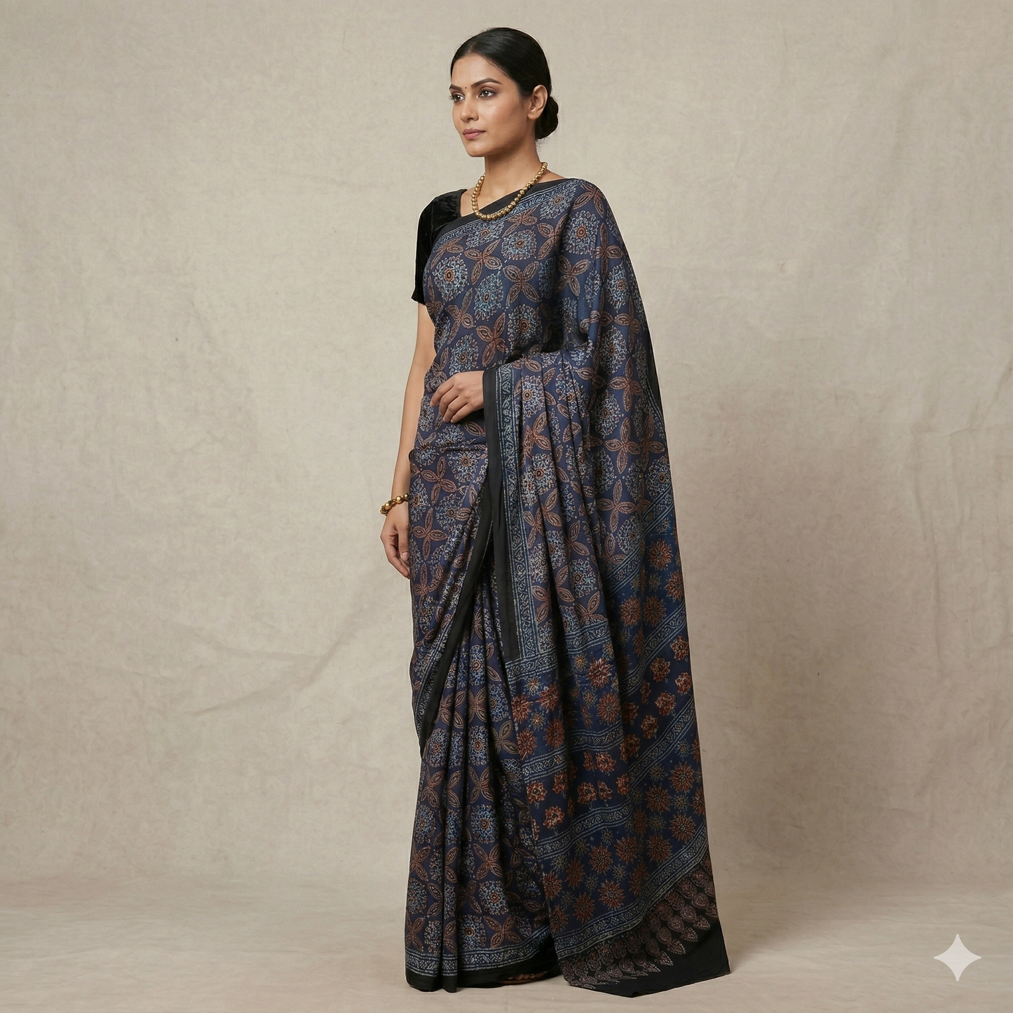 AJRAKH IN MODAL SILK (MD-AJ-KD-14) - BLOCK PRINTED