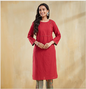 Pure Cotton kurta-red