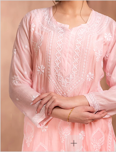 Embroidered  Chikankari - Pink