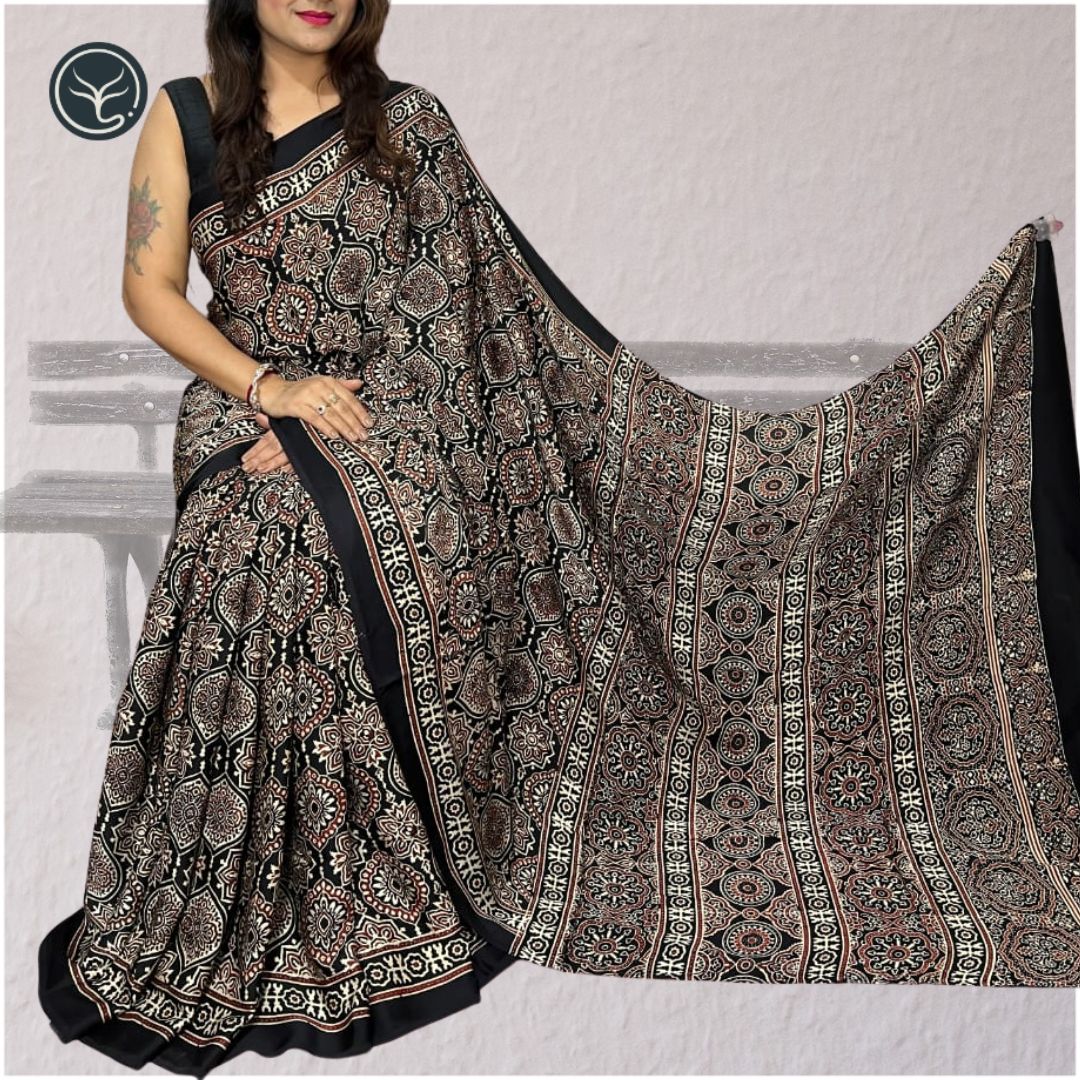 AJRAKH IN MODAL SILK (MD-AJ-KD-104) - BLOCK PRINTED