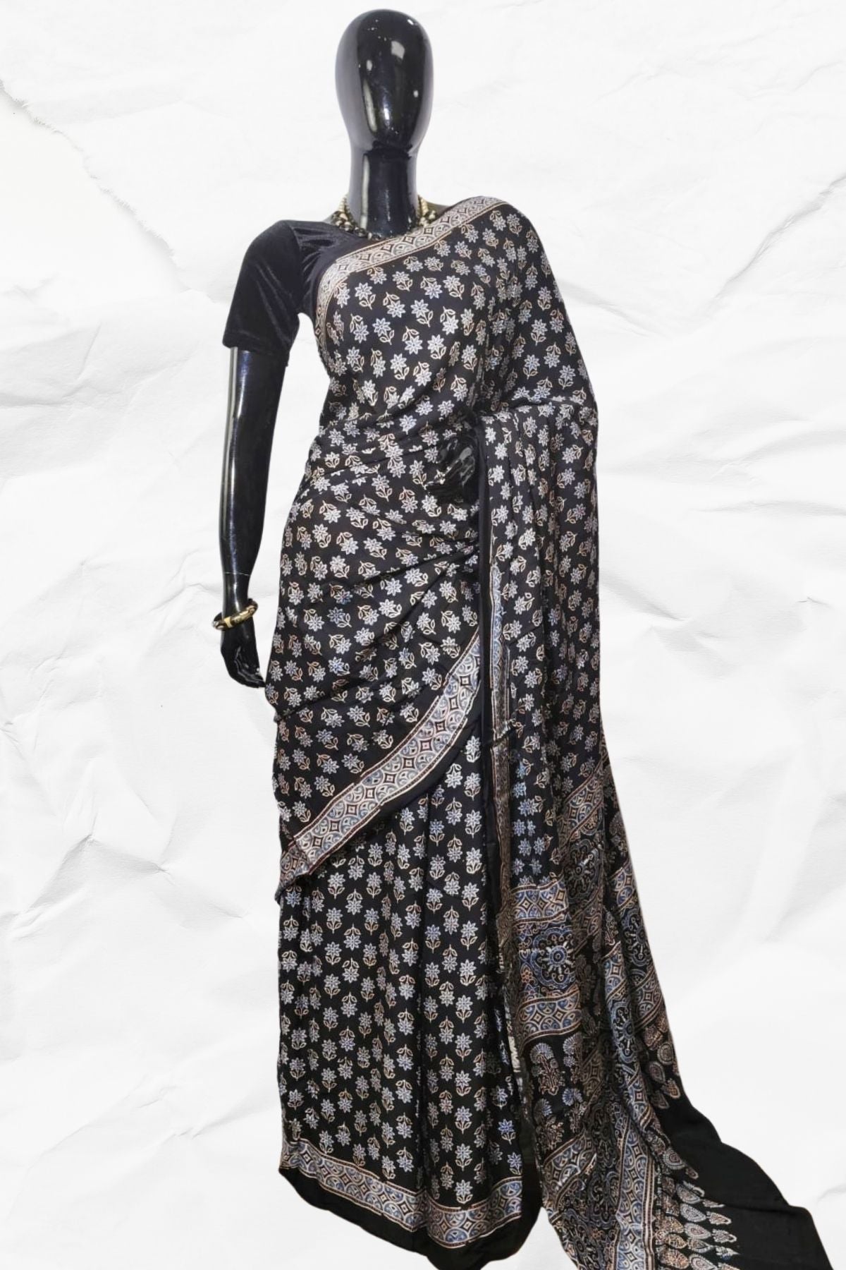 AJRAKH IN MODAL SILK (MD-AJ-KD-107) - BLOCK PRINTED