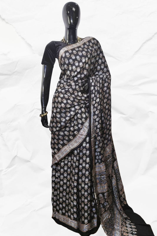 AJRAKH IN MODAL SILK (MD-AJ-KD-107) - BLOCK PRINTED