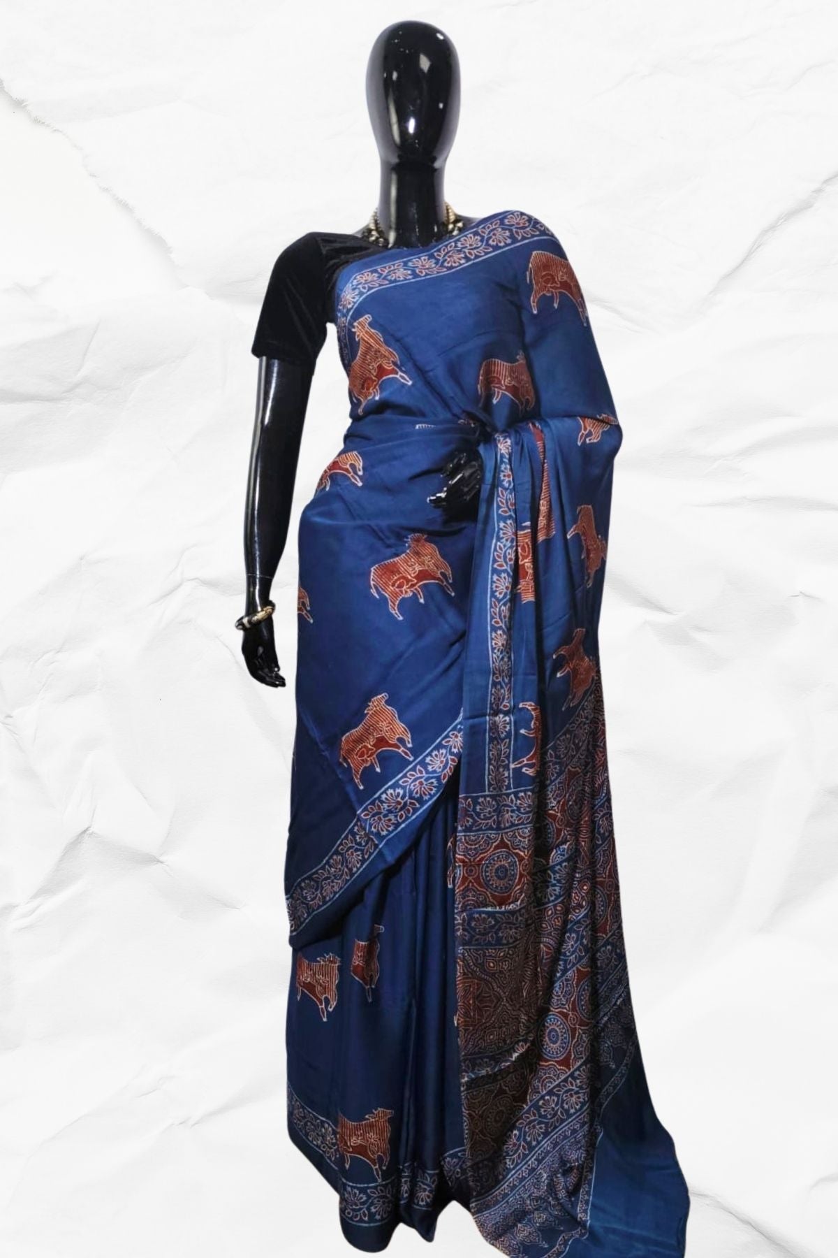 AJRAKH IN MODAL SILK (MD-AJ-KD-113) - BLOCK PRINTED