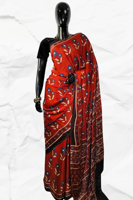 AJRAKH IN MODAL SILK (MD-AJ-KD-114) - BLOCK PRINTED