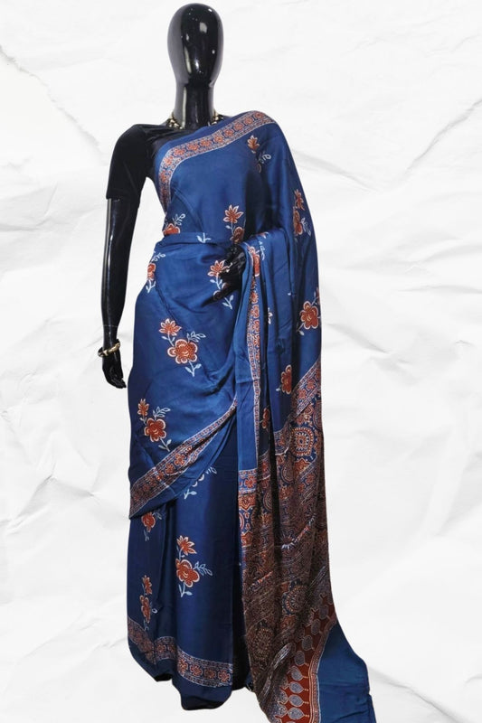 AJRAKH IN MODAL SILK (MD-AJ-KD-116) - BLOCK PRINTED