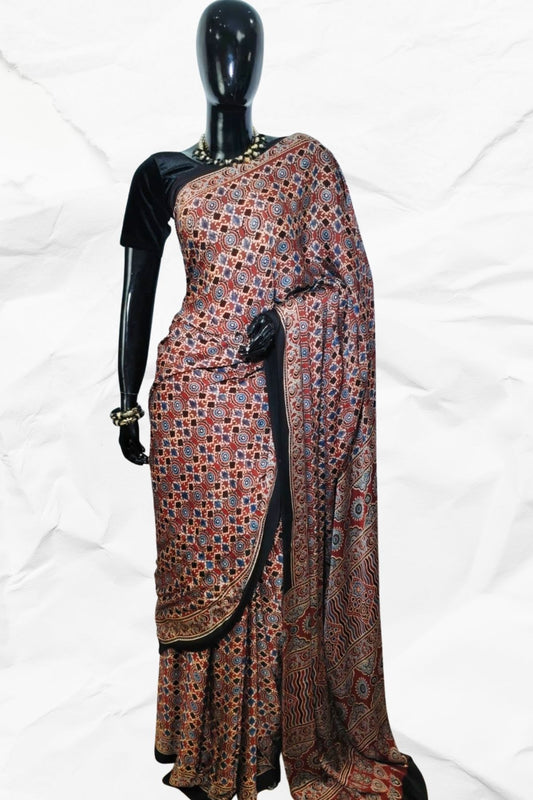AJRAKH IN MODAL SILK (MD-AJ-KD-123) - BLOCK PRINTED