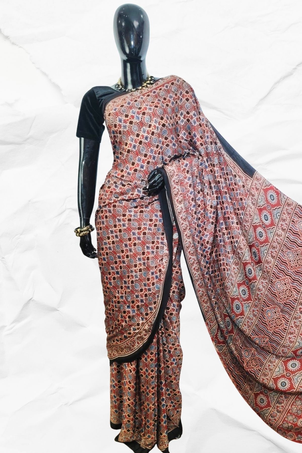 AJRAKH IN MODAL SILK (MD-AJ-KD-123) - BLOCK PRINTED