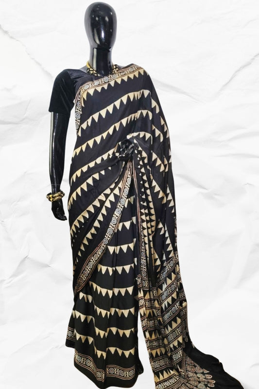 AJRAKH IN MODAL SILK (MD-AJ-KD-124) - BLOCK PRINTED