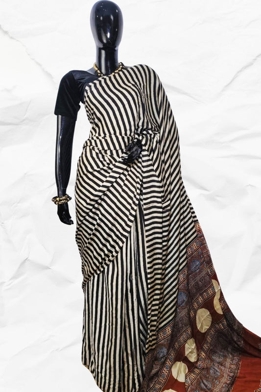 AJRAKH IN MODAL SILK (MD-AJ-KD-125 - Maroon) - BLOCK PRINTED