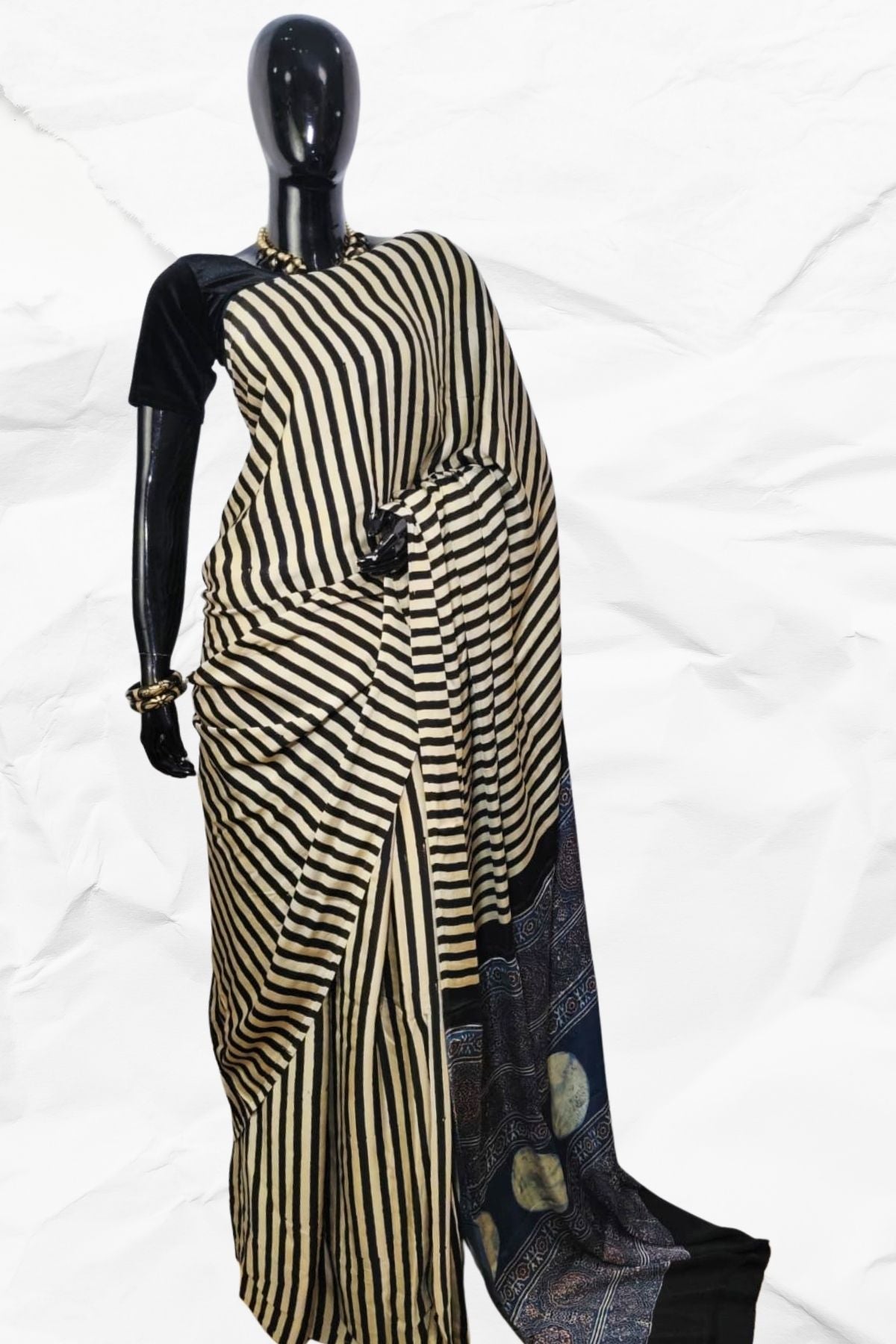 AJRAKH IN MODAL SILK (MD-AJ-KD-126 - Blue) - BLOCK PRINTED