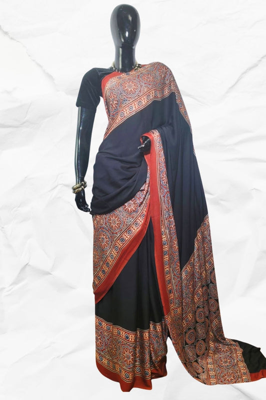 AJRAKH IN MODAL SILK (MD-AJ-KD-127) - BLOCK PRINTED