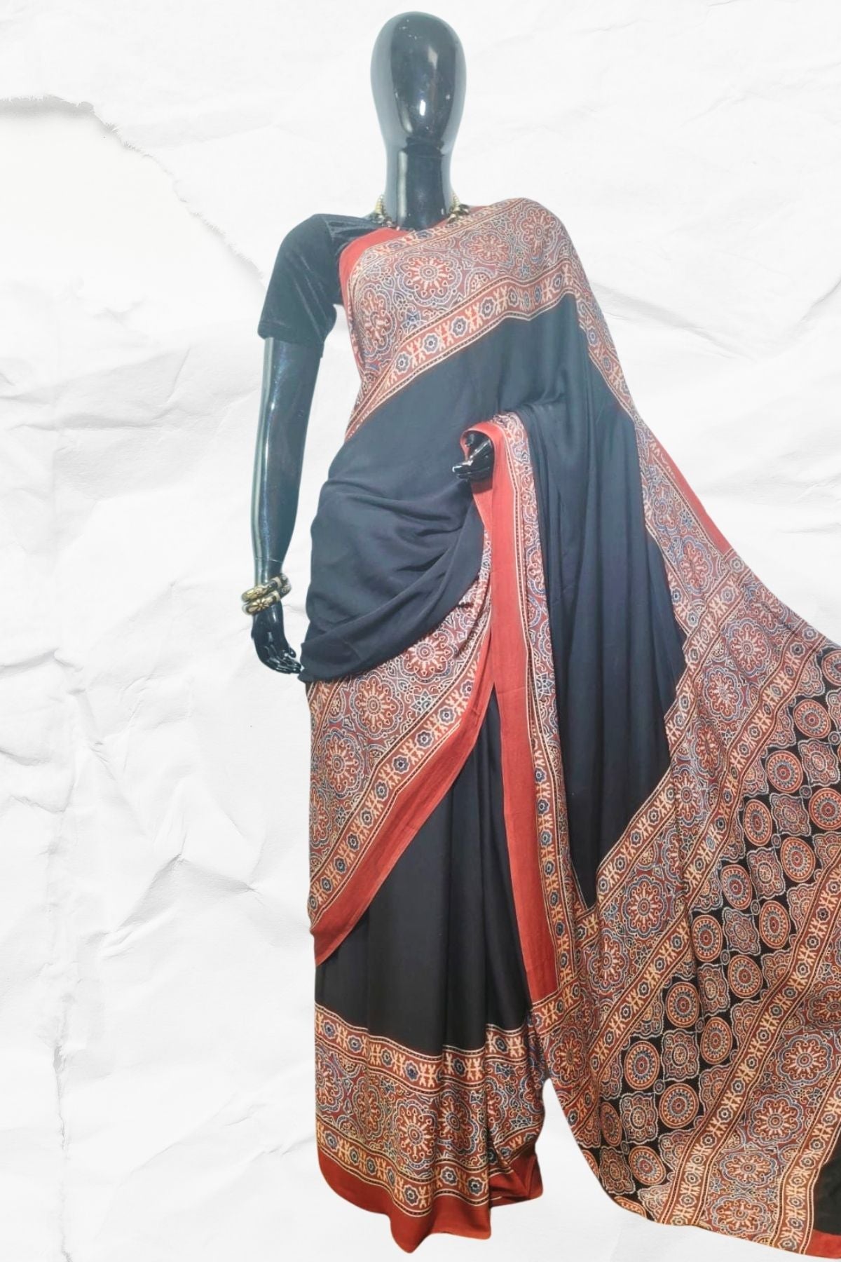 AJRAKH IN MODAL SILK (MD-AJ-KD-127) - BLOCK PRINTED
