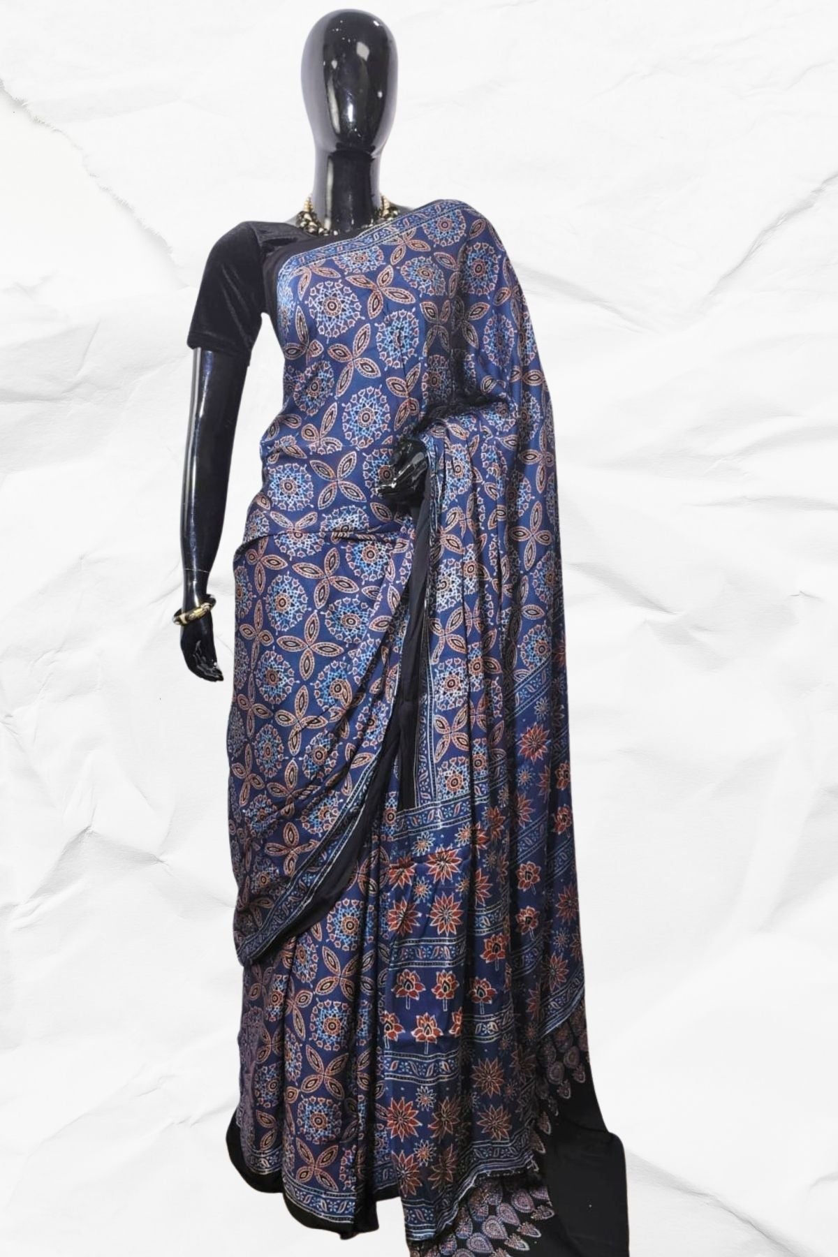 AJRAKH IN MODAL SILK (MD-AJ-KD-14) - BLOCK PRINTED