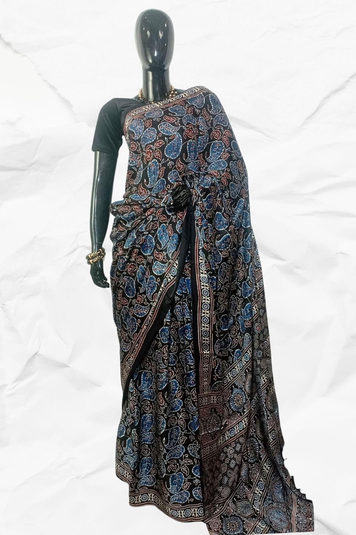 AJRAKH IN MODAL SILK (MD-AJ-KD-31) - BLOCK PRINTED