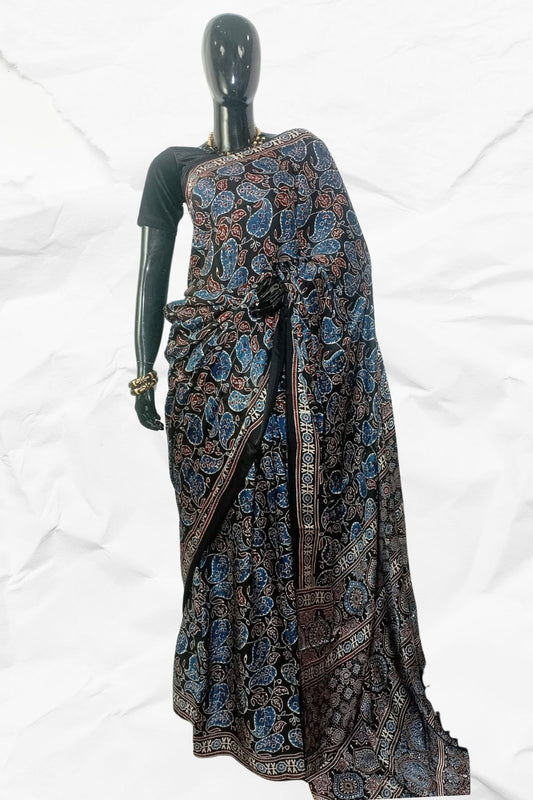 AJRAKH IN MODAL SILK (MD-AJ-KD-31) - BLOCK PRINTED