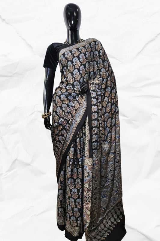 AJRAKH IN MODAL SILK (MD-AJ-KD-32) - BLOCK PRINTED