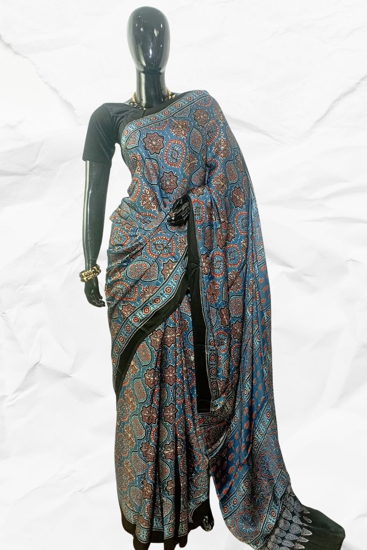 AJRAKH IN MODAL SILK (MD-AJ-KD-37) - BLOCK PRINTED