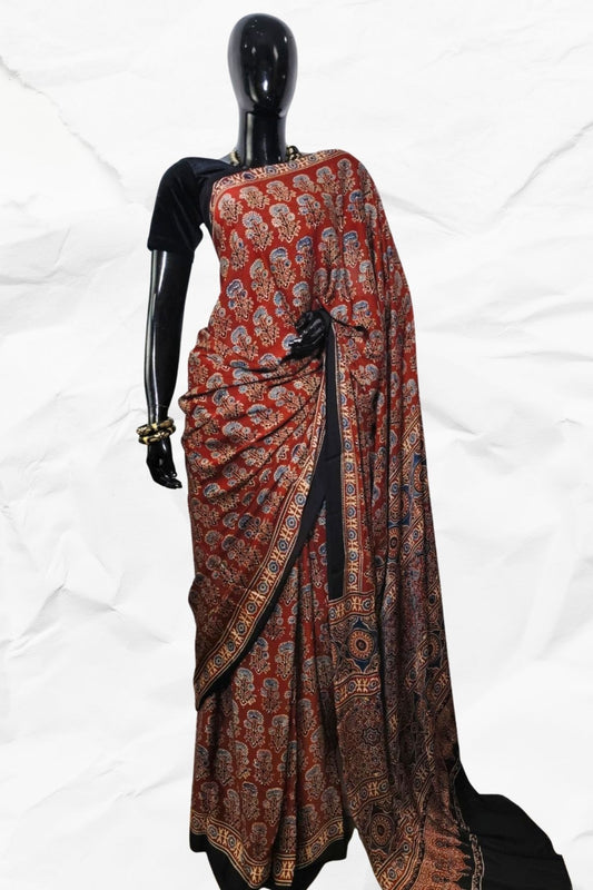 AJRAKH IN MODAL SILK (MD-AJ-KD-39) - BLOCK PRINTED