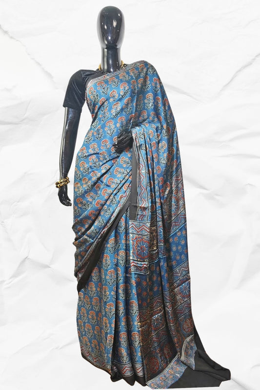 AJRAKH IN MODAL SILK (MD-AJ-KD-46) - BLOCK PRINTED