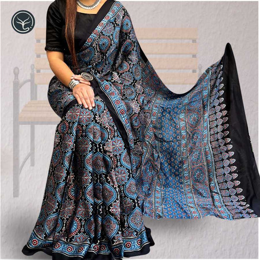 AJRAKH IN MODAL SILK (MD-AJ-KD-55) - BLOCK PRINTED
