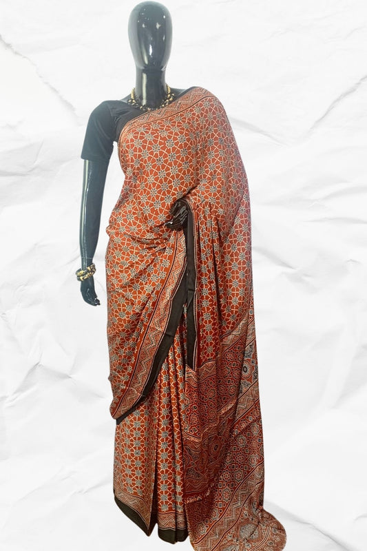 DESIGNER AJRAKH IN MODAL SILK (MD-AJ-KD-63) - BLOCK PRINTED