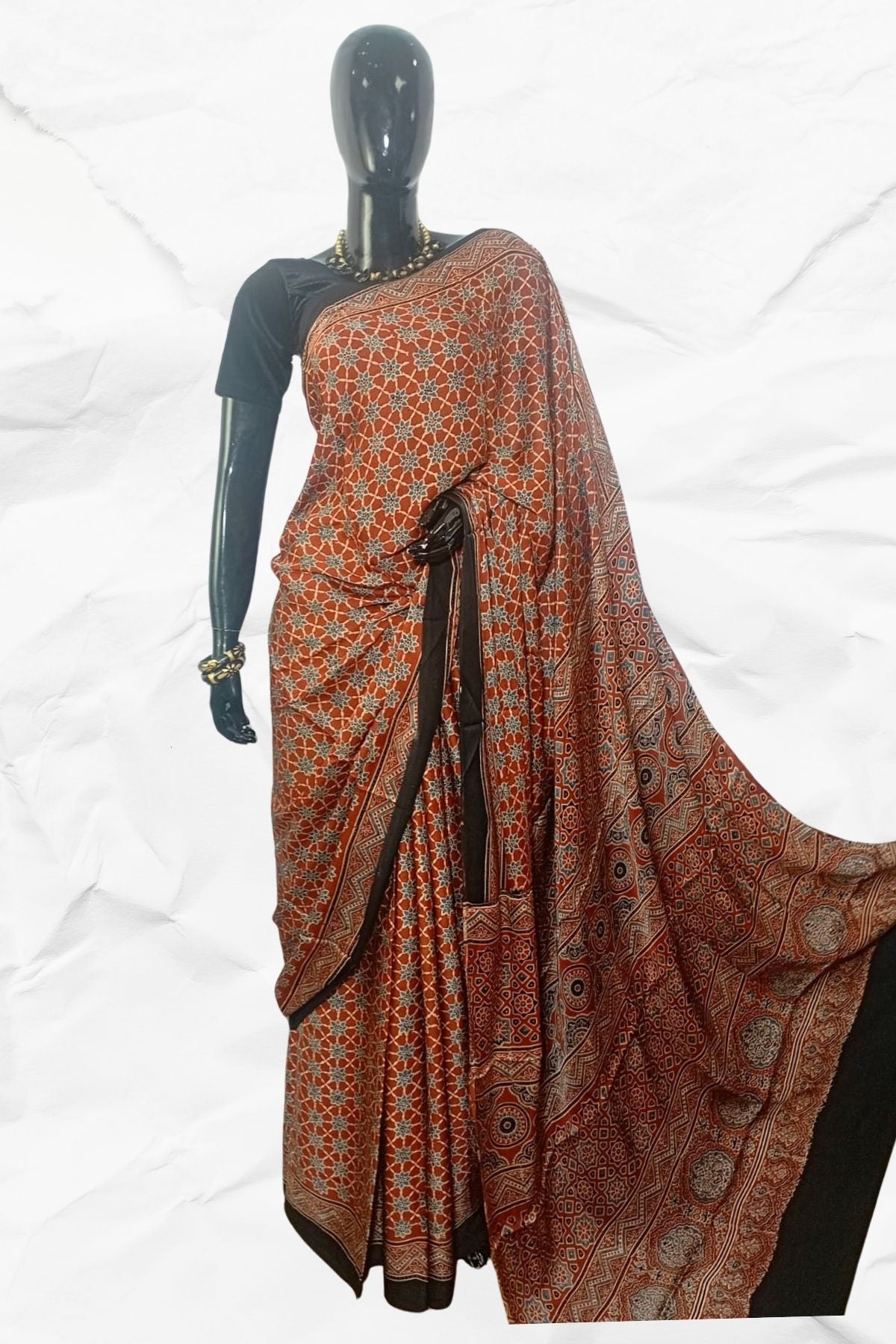 DESIGNER AJRAKH IN MODAL SILK (MD-AJ-KD-63) - BLOCK PRINTED