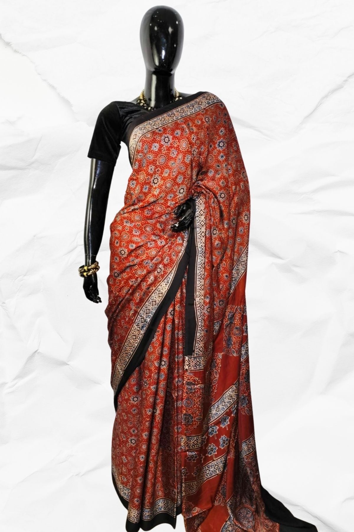AJRAKH IN MODAL SILK (MD-AJ-KD-66) - BLOCK PRINTED